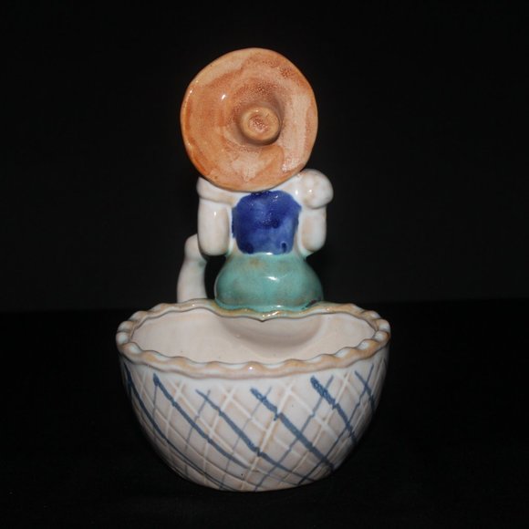 Japan Ceramics Flower Pot | Girl & Duck Vintage Planter - Picture 5 of 8